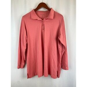 Woman Within Shirt Women Large 18/20 Pink Salmon Button Front Long Sleeve Collar